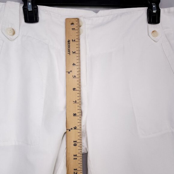 Theory Crop Linen Blend Trousers Women’s Size 10 White Beachy Boho Coastal - Picture 9 of 13